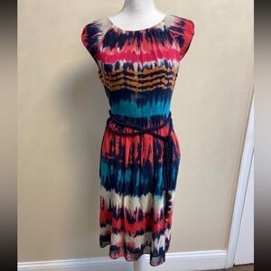 Milly of New York Colorful Tie-Dye Midi Dress Sz 4